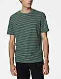 Pure Cotton Striped Crew Neck T-Shirt