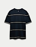 Pure Cotton Striped Relaxed Crew Neck T-Shirt