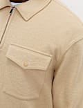 Cotton Blend Pique Half Zip Top