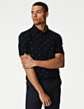 Pure Cotton Geometric Print Polo Shirt