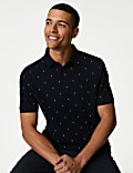 Pure Cotton Geometric Print Polo Shirt