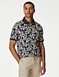 Pure Cotton Leaf Print Polo Shirt
