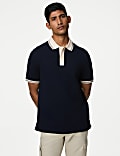 Polo en coton texturé