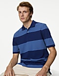 Pure Cotton Striped Pique Polo Shirt