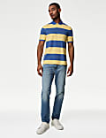 Pure Cotton Striped Pique Polo Shirt