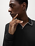 Pure Cotton Tipped Long Sleeve Polo Shirt