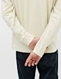 Cotton Rich Waffle Henley Long Sleeve T-Shirt
