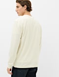 Cotton Rich Waffle Henley Long Sleeve T-Shirt