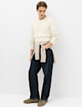 Cotton Rich Waffle Henley Long Sleeve T-Shirt