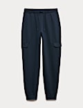 Regular Fit Herringbone Cargo Joggers