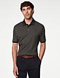 Pure Cotton Geometric Print Polo Shirt