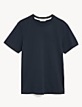 T-Shirt με κλειστή στρογγυλή λαιμόκοψη από 100% βαμβάκι