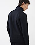 Veste 100 % coton ajour&eacute; &agrave; rayures et fermeture zipp&eacute;e mi-hauteur