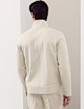 Pure Cotton Drop Needle Striped Half Zip Jacket