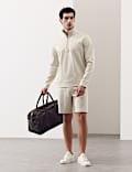 Pure Cotton Drop Needle Striped Half Zip Jacket