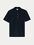 Cotton Rich Zig Zag Design Rib Polo Shirt