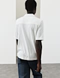 Relaxed Fit Modal Rich textured Button Through Polo