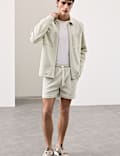 Cotton Blend Zip Up Textured Jacket