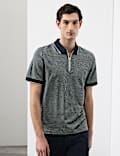 Pure Supima&reg; CottonJacquard Zip Up Polo Shirt