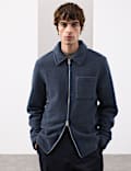 Wool Blend Zip up Fleece Jacket