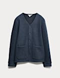 Cardigan en polaire de laine mélangée à col en V