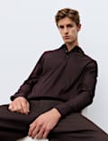 Pure Cotton Geometric Print Long Sleeve Polo Shirt