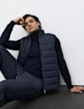 Padded Hybrid Zip Up Gilet with Wool