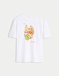 T-Shirt aus reiner Baumwolle mit Blumen-Grafik