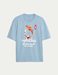 Zuiver katoenen T-shirt met grafische Japanse vis
