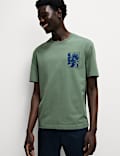 Zuiver katoenen T-shirt met grafisch bloemmotief
