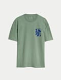 Zuiver katoenen T-shirt met grafisch bloemmotief