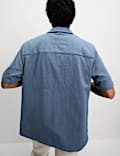 Cotton Blend Short Sleeve Overshirt