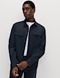 Katoenrijk overshirt met visgraatmotief