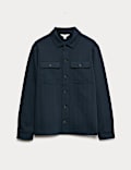 Katoenrijk overshirt met visgraatmotief