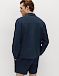 Cotton Blend Pique Overshirt