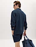 Cotton Blend Pique Overshirt