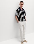 Cotton Rich Striped Seersucker Polo Shirt