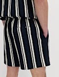 Short en coton &agrave; rayures gaufr&eacute;es