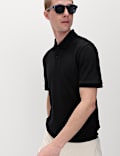 Cotton Rich Textured Knitted Polo Shirt