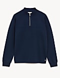 Cotton Blend Half Zip Sweatshirt