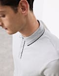 Cotton Blend Long Sleeve Polo Shirt