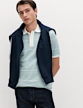 Pure Cotton Pique Striped Polo Shirt