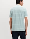 Pure Cotton Pique Striped Polo Shirt