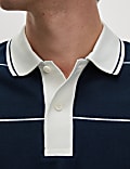 Pure Cotton Pique Striped Polo Shirt