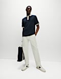 Pure Cotton Textured Tipped Polo Shirt