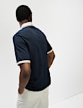 Pure Cotton Textured Tipped Polo Shirt