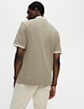 Pure Cotton Textured Tipped Polo Shirt