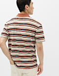 Cotton Blend Crepe Notch Neck Polo Shirt