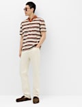 Cotton Blend Crepe Notch Neck Polo Shirt