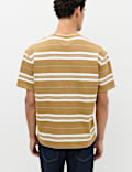 Geripptes T-Shirt mit franz&ouml;sischem Logo aus reiner Baumwolle